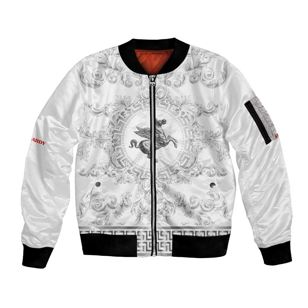Personalized Italy Tuscany Sleeve Zip Bomber Jacket Baroque Motif