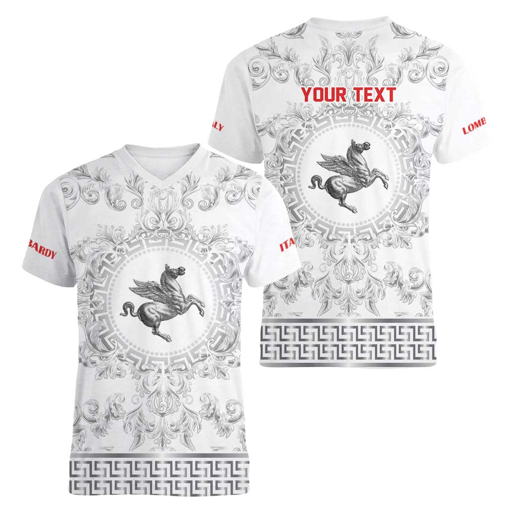Personalized Italy Tuscany Women V-Neck T-Shirt Baroque Motif
