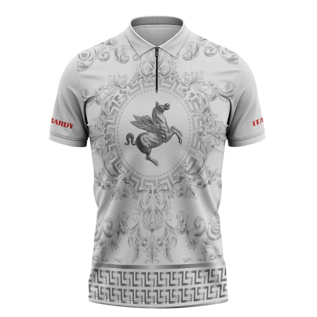 Personalized Italy Tuscany Zipper Polo Shirt Baroque Motif