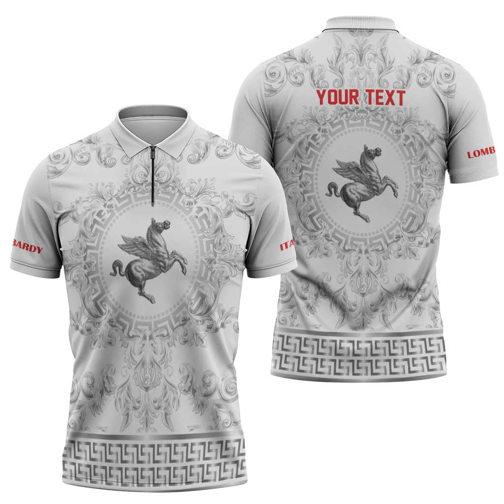 Personalized Italy Tuscany Zipper Polo Shirt Baroque Motif