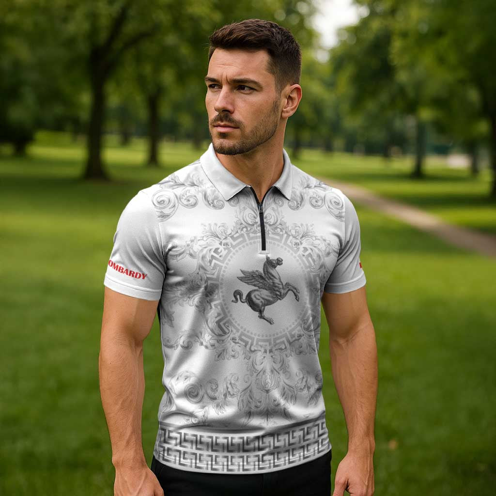Personalized Italy Tuscany Zipper Polo Shirt Baroque Motif