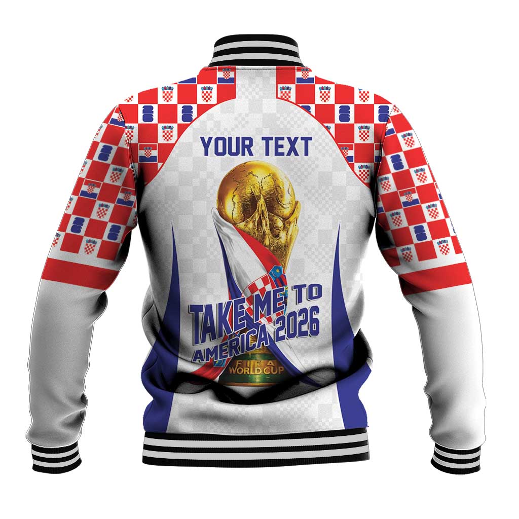 Croatia World Football Personalized Baseball Jacket Vatreni Take Me To America 2026 White