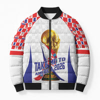 Croatia World Football Personalized Bomber Puffer Jacket Vatreni Take Me To America 2026 White