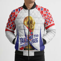 Croatia World Football Personalized Bomber Puffer Jacket Vatreni Take Me To America 2026 White
