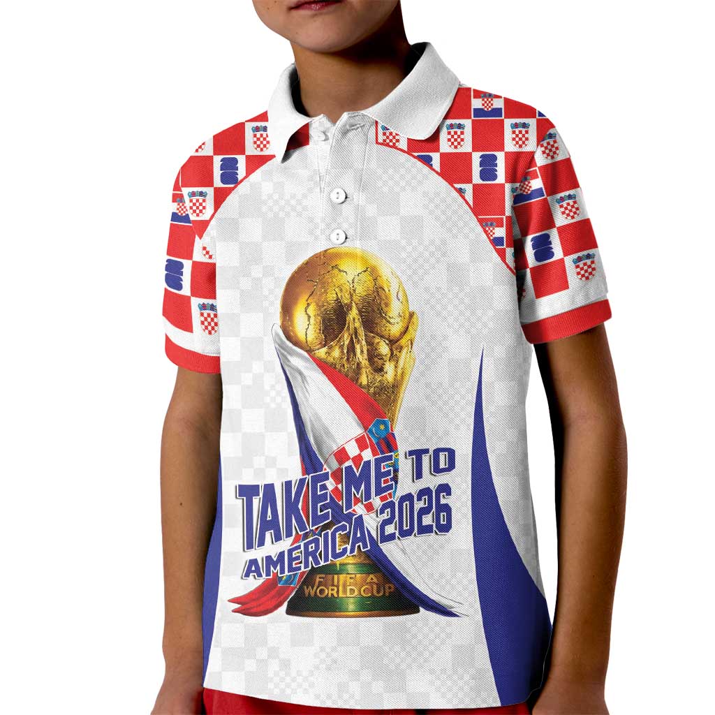 Croatia World Football Personalized Kid Polo Shirt Vatreni Take Me To America 2026 White