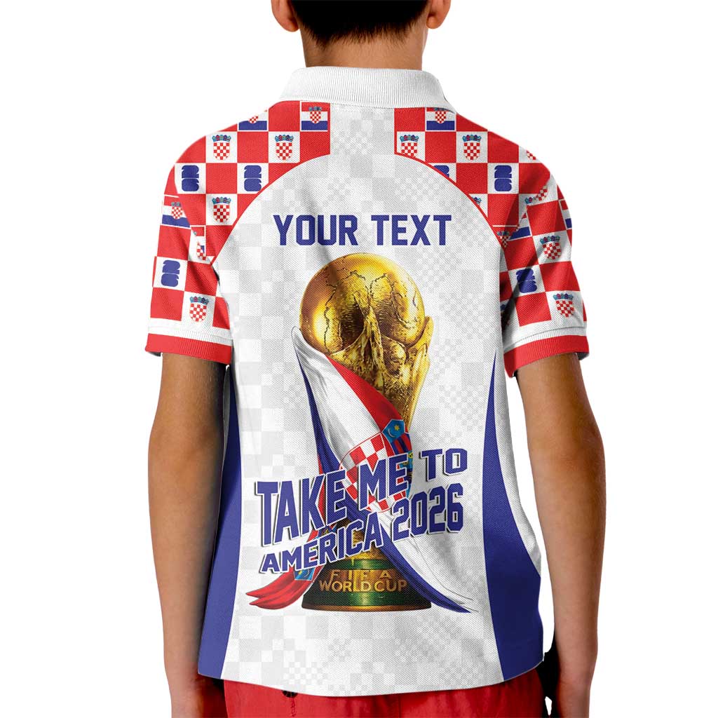 Croatia World Football Personalized Kid Polo Shirt Vatreni Take Me To America 2026 White