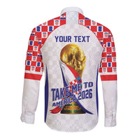 Croatia World Football Personalized Long Sleeve Button Shirt Vatreni Take Me To America 2026 White