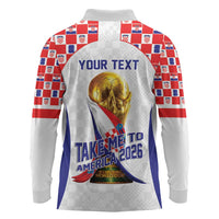 Croatia World Football Personalized Long Sleeve Polo Shirt Vatreni Take Me To America 2026 White