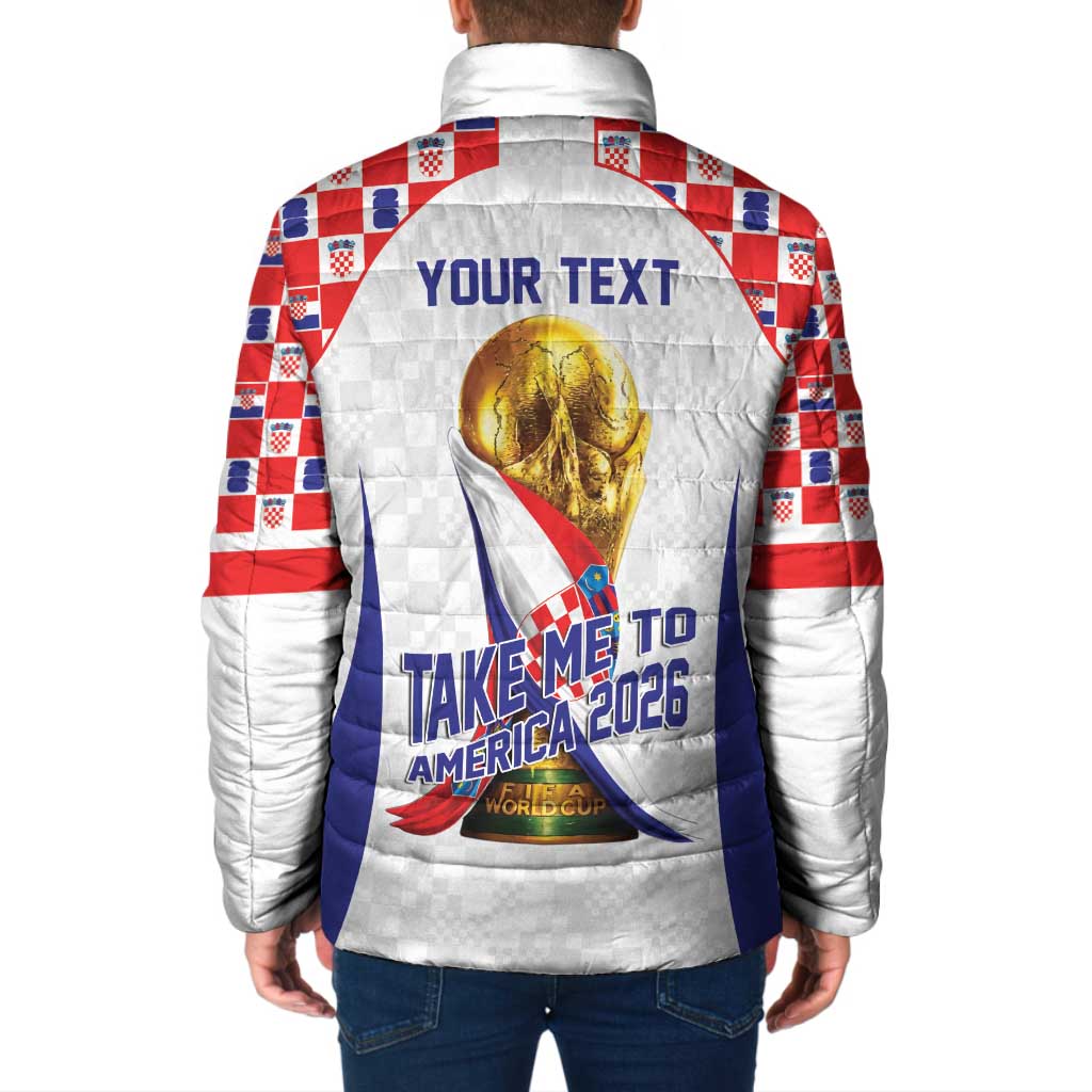 Croatia World Football Personalized Padded Jacket Vatreni Take Me To America 2026 White