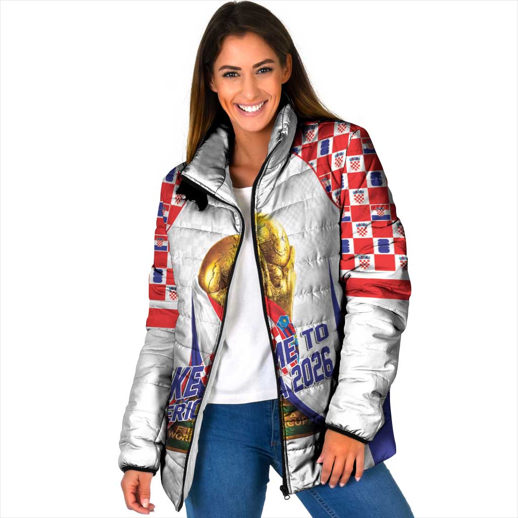 Croatia World Football Personalized Padded Jacket Vatreni Take Me To America 2026 White