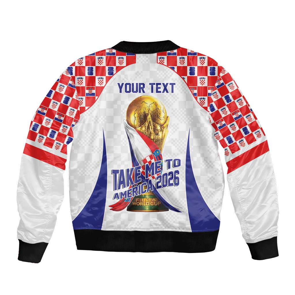 Croatia World Football Personalized Sleeve Zip Bomber Jacket Vatreni Take Me To America 2026 White