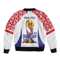 Croatia World Football Personalized Sleeve Zip Bomber Jacket Vatreni Take Me To America 2026 White