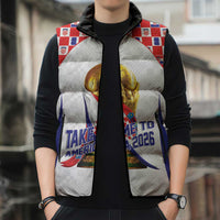 Croatia World Football Personalized Sleeveless Puffer Jacket Vatreni Take Me To America 2026 White