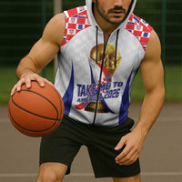 Croatia World Football Personalized Sleeveless Zip Hoodie Vatreni Take Me To America 2026 White