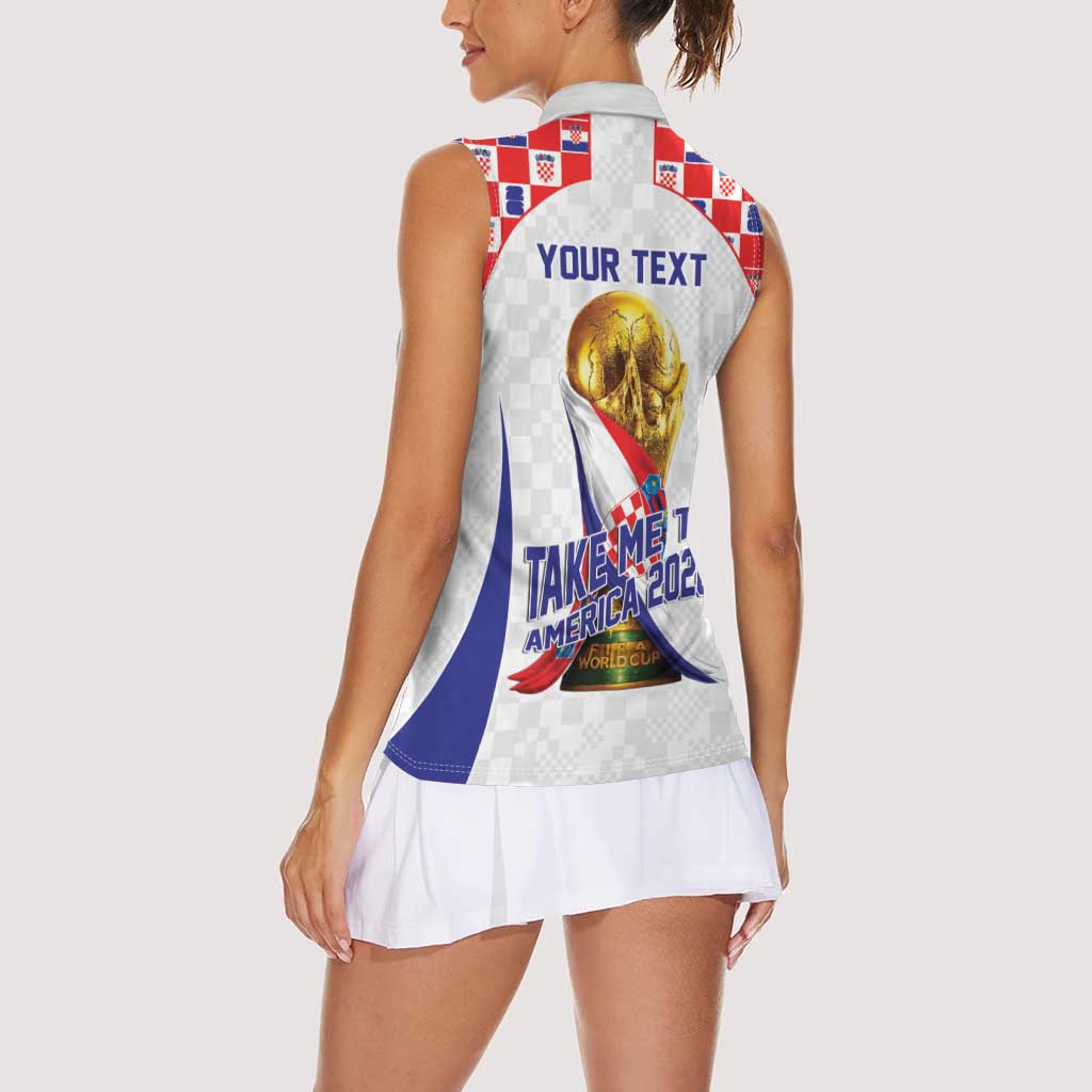 Croatia World Football Personalized Women Sleeveless Polo Shirt Vatreni Take Me To America 2026 White
