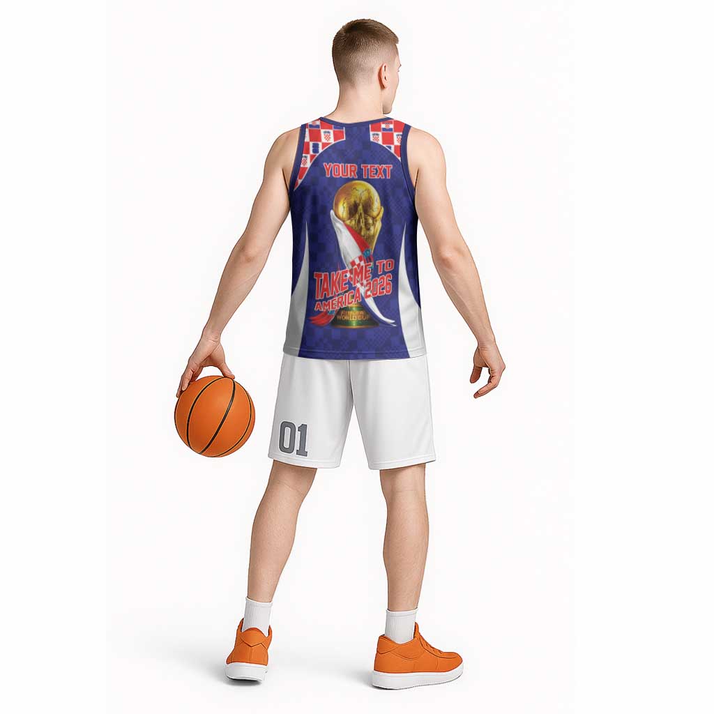 Croatia World Football Personalized Basketball Jersey Vatreni Take Me To America 2026 Blue