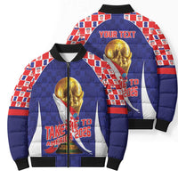 Croatia World Football Personalized Bomber Puffer Jacket Vatreni Take Me To America 2026 Blue
