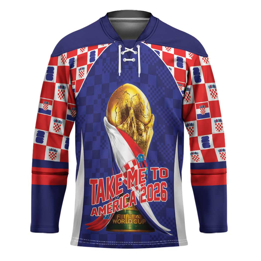 Croatia World Football Personalized Hockey Jersey Vatreni Take Me To America 2026 Blue