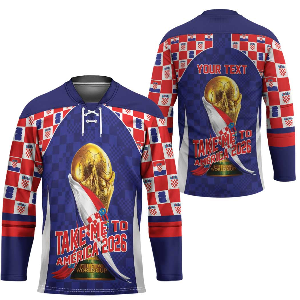 Croatia World Football Personalized Hockey Jersey Vatreni Take Me To America 2026 Blue