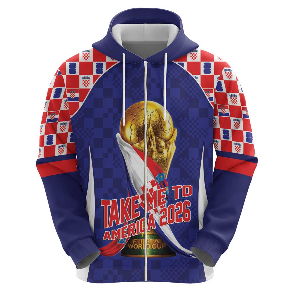 Croatia World Football Personalized Hoodie Vatreni Take Me To America 2026 Blue