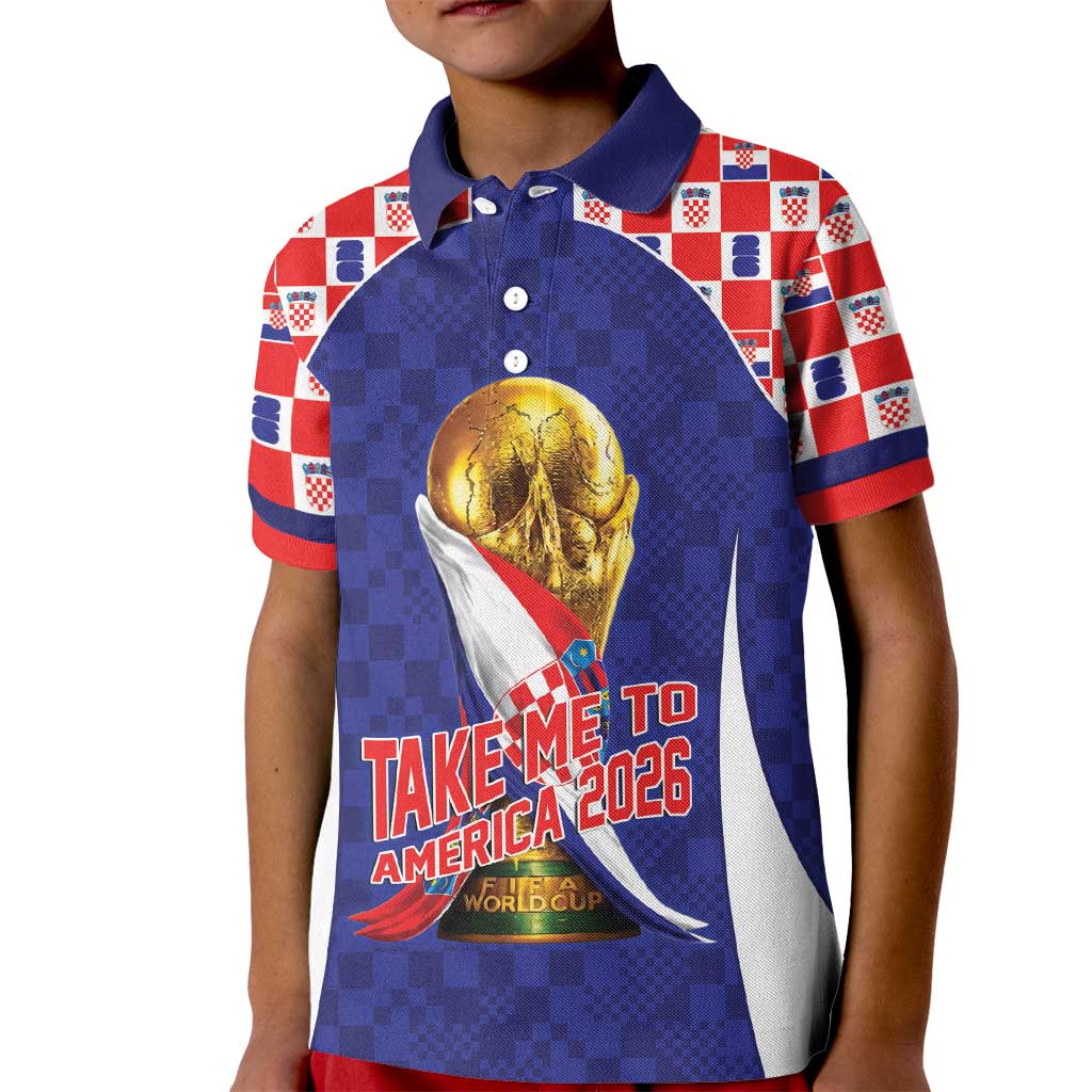 Croatia World Football Personalized Kid Polo Shirt Vatreni Take Me To America 2026 Blue