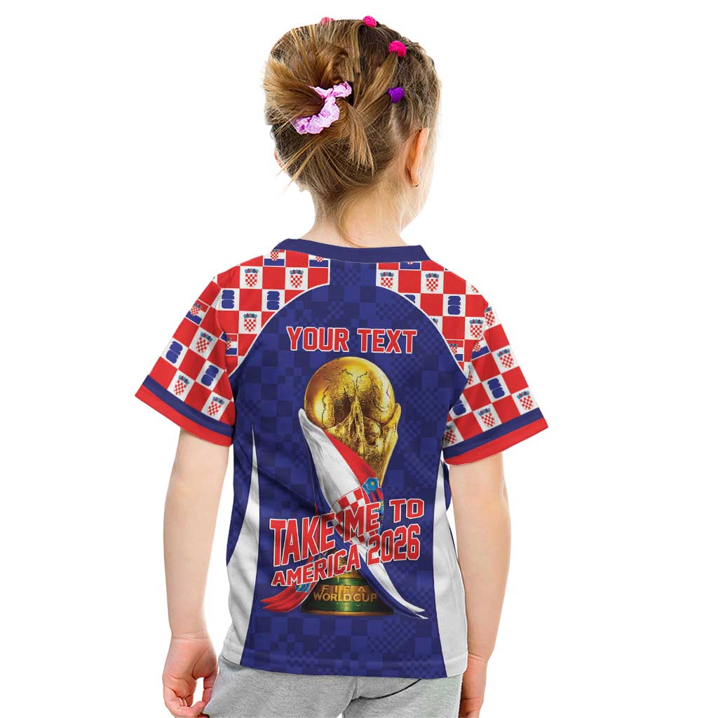 Croatia World Football Personalized Kid T Shirt Vatreni Take Me To America 2026 Blue