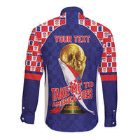 Croatia World Football Personalized Long Sleeve Button Shirt Vatreni Take Me To America 2026 Blue