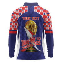 Croatia World Football Personalized Long Sleeve Polo Shirt Vatreni Take Me To America 2026 Blue