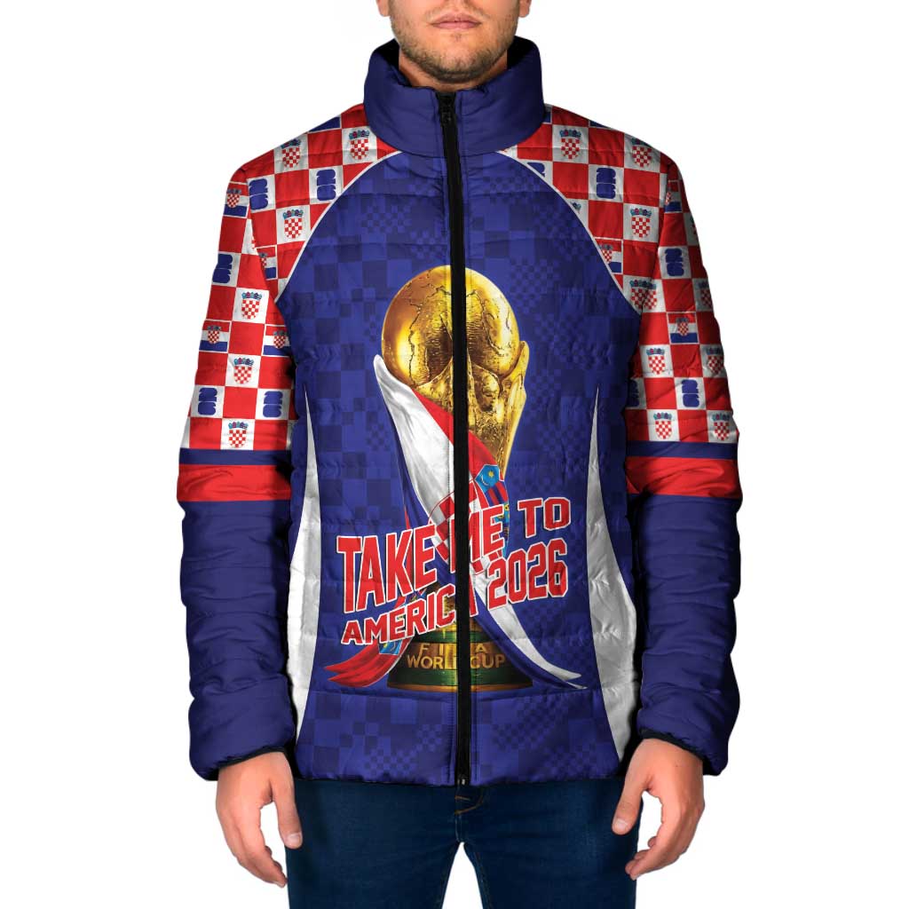 Croatia World Football Personalized Padded Jacket Vatreni Take Me To America 2026 Blue