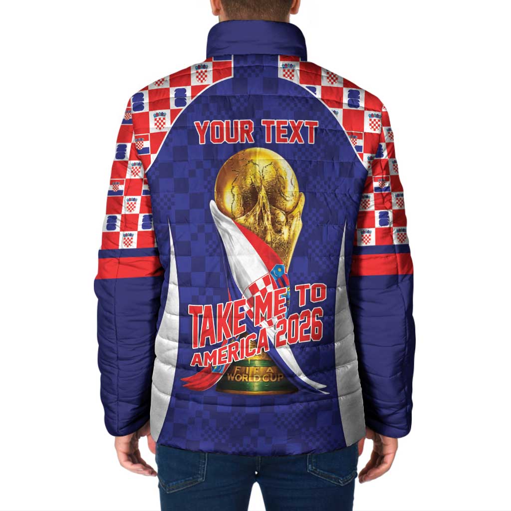 Croatia World Football Personalized Padded Jacket Vatreni Take Me To America 2026 Blue
