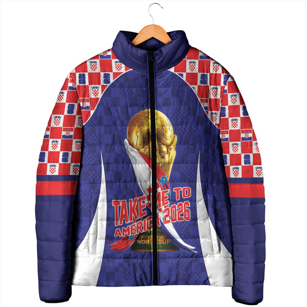 Croatia World Football Personalized Padded Jacket Vatreni Take Me To America 2026 Blue