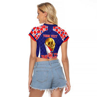 Croatia World Football Personalized Raglan Cropped T Shirt Vatreni Take Me To America 2026 Blue