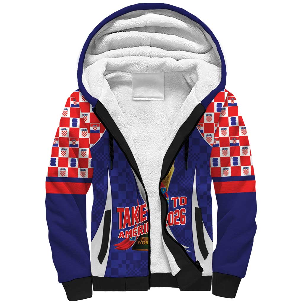 Croatia World Football Personalized Sherpa Hoodie Vatreni Take Me To America 2026 Blue