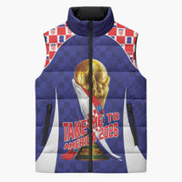 Croatia World Football Personalized Sleeveless Puffer Jacket Vatreni Take Me To America 2026 Blue