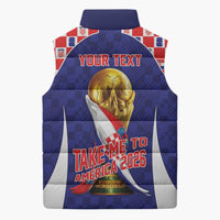 Croatia World Football Personalized Sleeveless Puffer Jacket Vatreni Take Me To America 2026 Blue