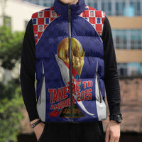 Croatia World Football Personalized Sleeveless Puffer Jacket Vatreni Take Me To America 2026 Blue