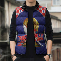 Croatia World Football Personalized Sleeveless Puffer Jacket Vatreni Take Me To America 2026 Blue