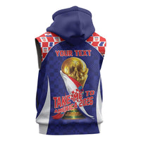 Croatia World Football Personalized Sleeveless Zip Hoodie Vatreni Take Me To America 2026 Blue