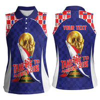 Croatia World Football Personalized Women Sleeveless Polo Shirt Vatreni Take Me To America 2026 Blue