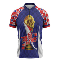 Croatia World Football Personalized Zipper Polo Shirt Vatreni Take Me To America 2026 Blue