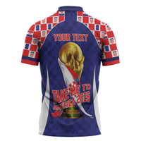 Croatia World Football Personalized Zipper Polo Shirt Vatreni Take Me To America 2026 Blue