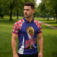 Croatia World Football Personalized Zipper Polo Shirt Vatreni Take Me To America 2026 Blue