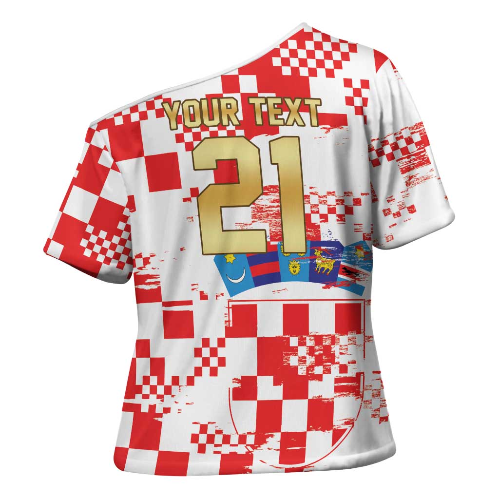 Croatia World Football Custom Cross Shoulder Shirt Vatreni Croatian Heritage