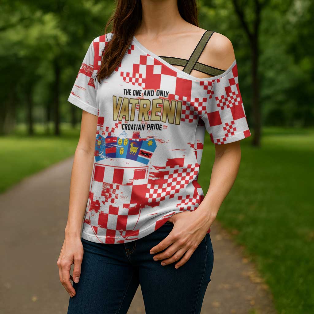 Croatia World Football Custom Cross Shoulder Shirt Vatreni Croatian Heritage