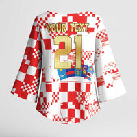 Croatia World Football Custom Kimono Sleeve Blouse Vatreni Croatian Heritage