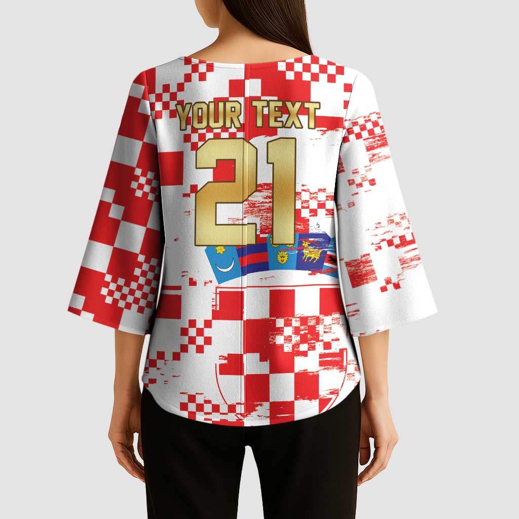 Croatia World Football Custom Kimono Sleeve Blouse Vatreni Croatian Heritage