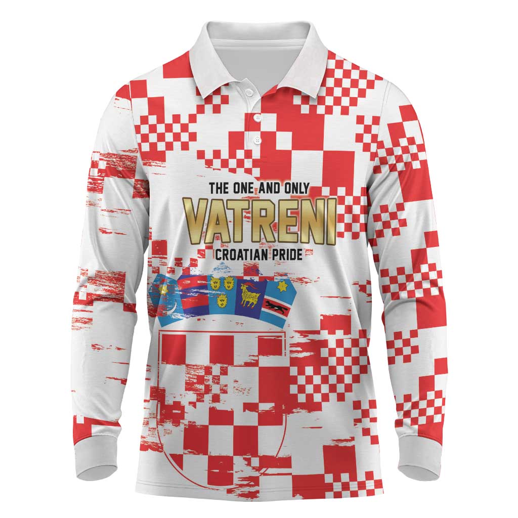Croatia World Football Custom Long Sleeve Polo Shirt Vatreni Croatian Heritage