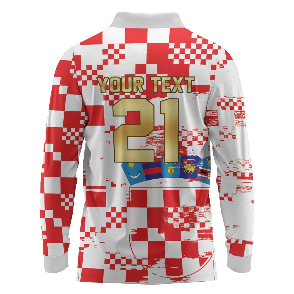 Croatia World Football Custom Long Sleeve Polo Shirt Vatreni Croatian Heritage