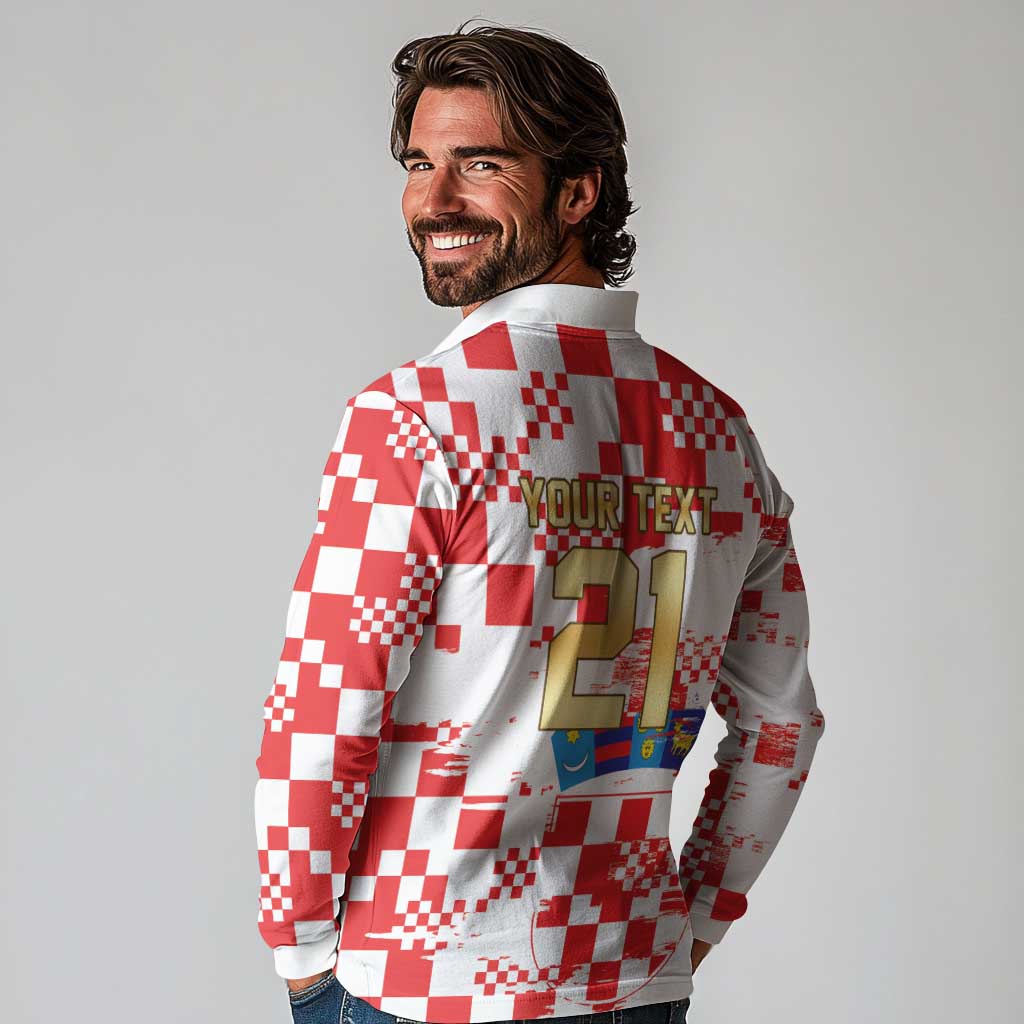 Croatia World Football Custom Long Sleeve Polo Shirt Vatreni Croatian Heritage