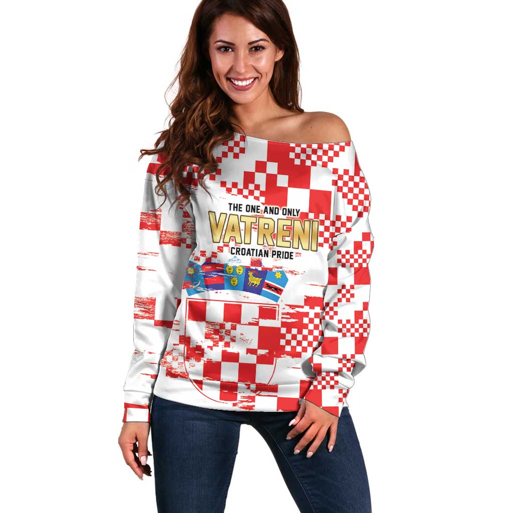 Croatia World Football Custom Off Shoulder Sweater Vatreni Croatian Heritage